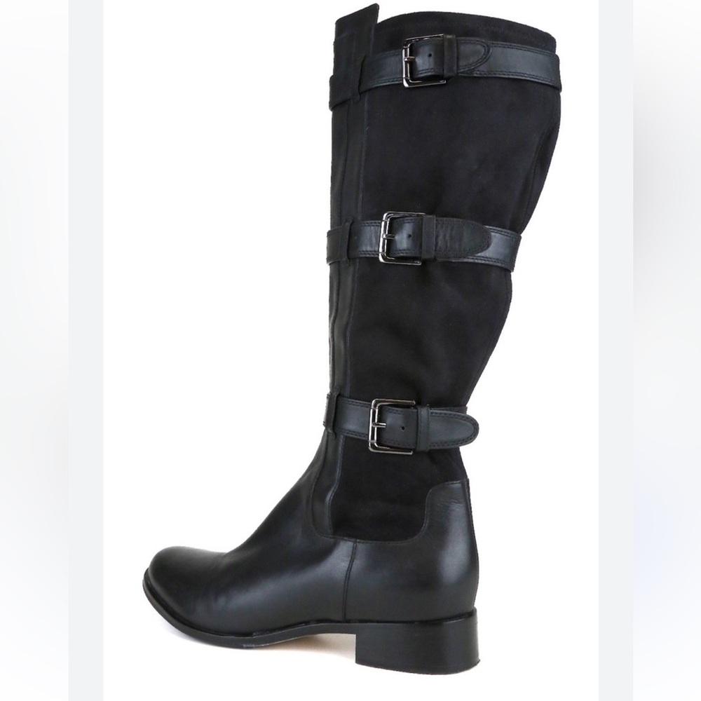 Cole Haan Z1259* Avalon Tall Leather Black Women Boots Size 11 B Block Heel Moto